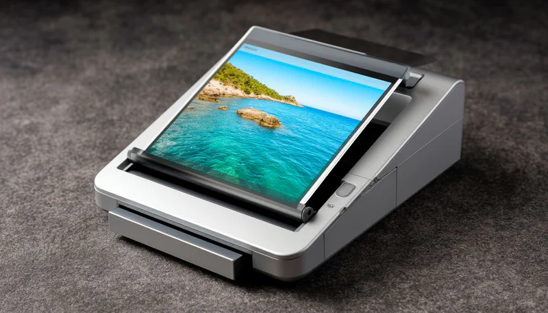 Рулон бумаги и мобильный принтер на складе