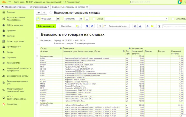 Как посмотреть остатки товаров на складе в 1С по срокам годности, по ячейкам и другим признакам