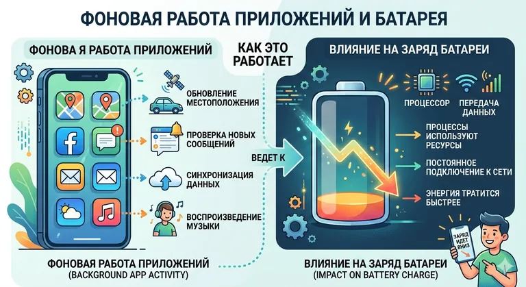 Схема фоновой работы приложений