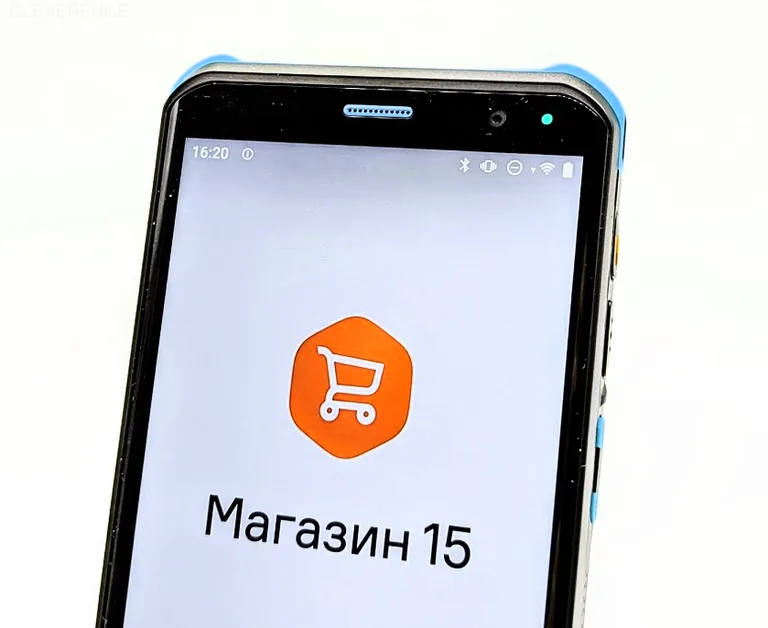 Логотип Магазин 15 на терминале сбора данных MINDEO D60 