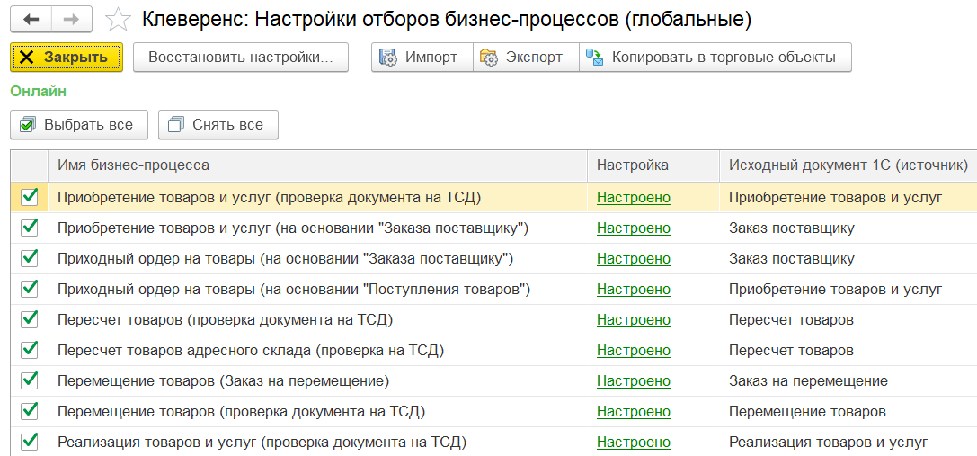 функционал обработки