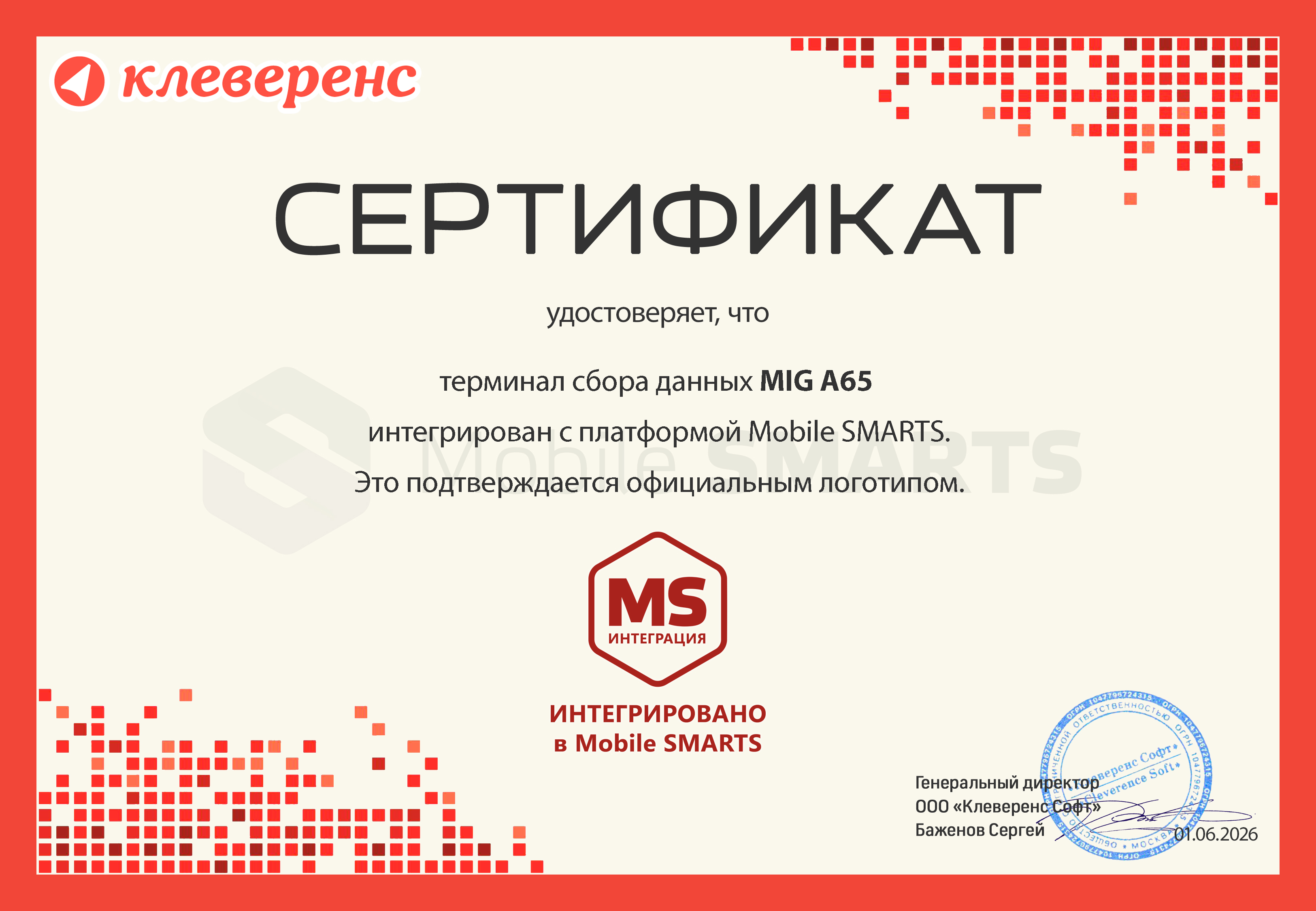 Интегрирован ТСД MIG A65