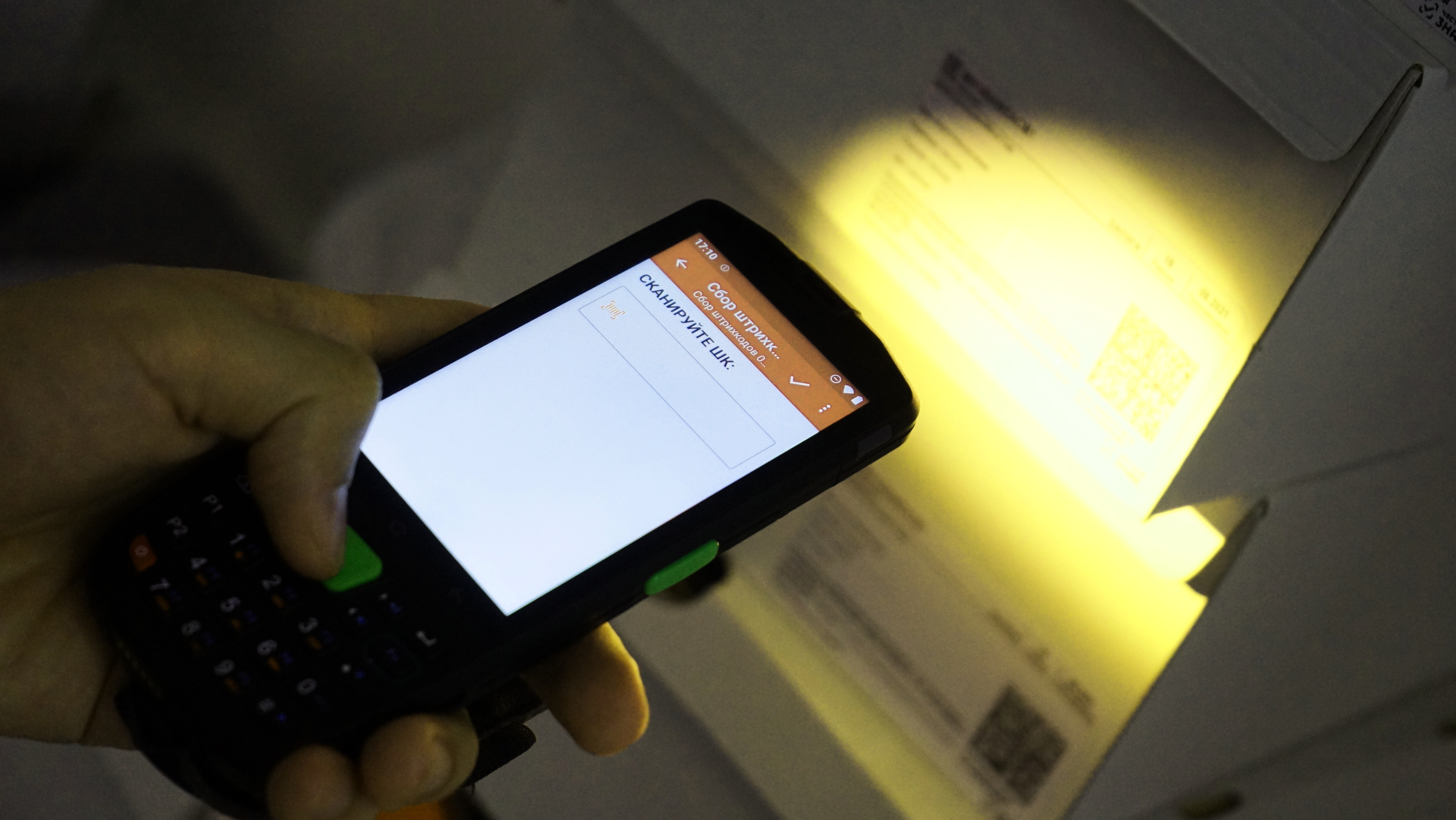 Пример сканирования 2D кодов в работе ТСД