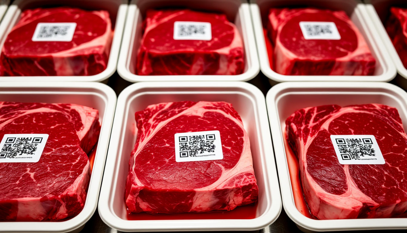 Пример печати кода на мясной продукции