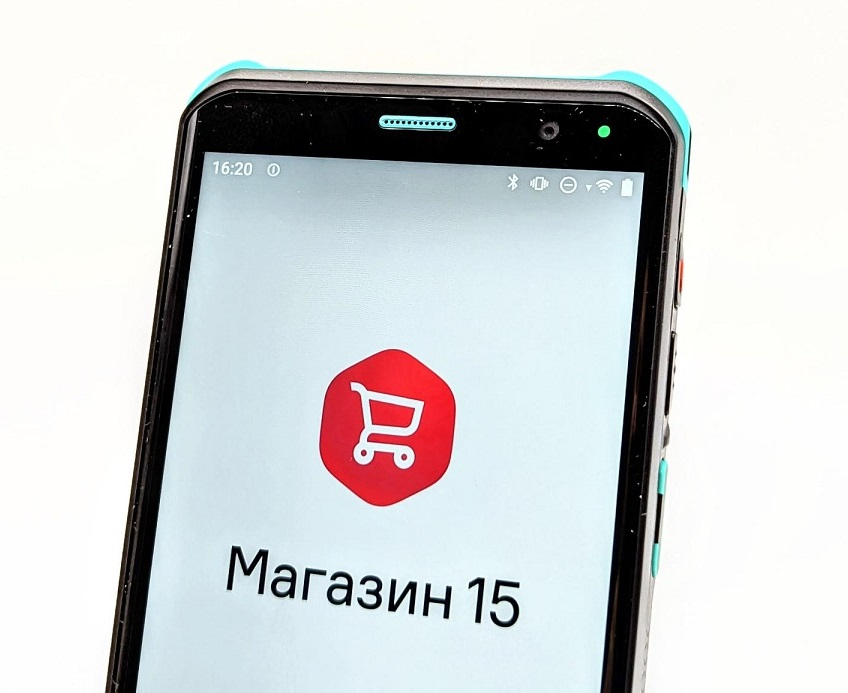 Логотип Магазин 15 на терминале сбора данных MINDEO D60 